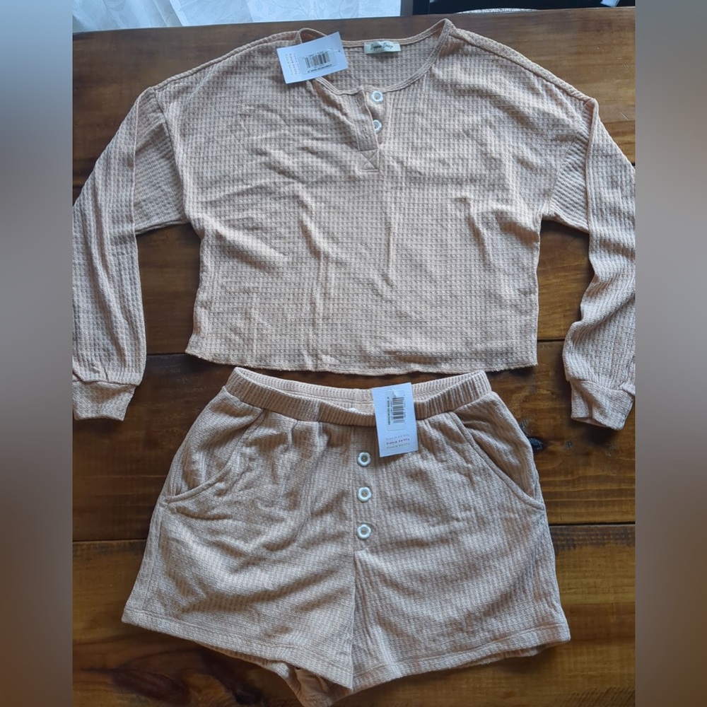 Dippin' Daisy's Cozy Comfy Short and Scout Top in nude, size medium